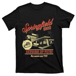 Springfield Ohio Eating Pets Cats Dogs Retro Diner On Tv T-Shirt