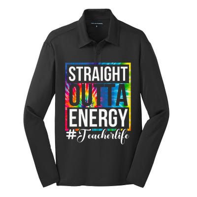 Straight Outta Energy Teacher Life Paraprofessional Gift Silk Touch Performance Long Sleeve Polo