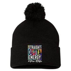 Straight Outta Energy Prek Life Gift Funny Teacher Pom Pom 12in Knit Beanie