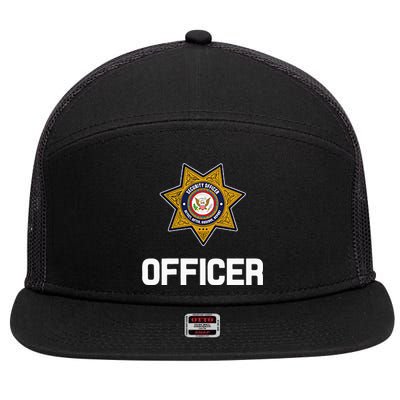 Security Officer Enforcement Badge Police Guards Duty 7 Panel Mesh Trucker Snapback Hat