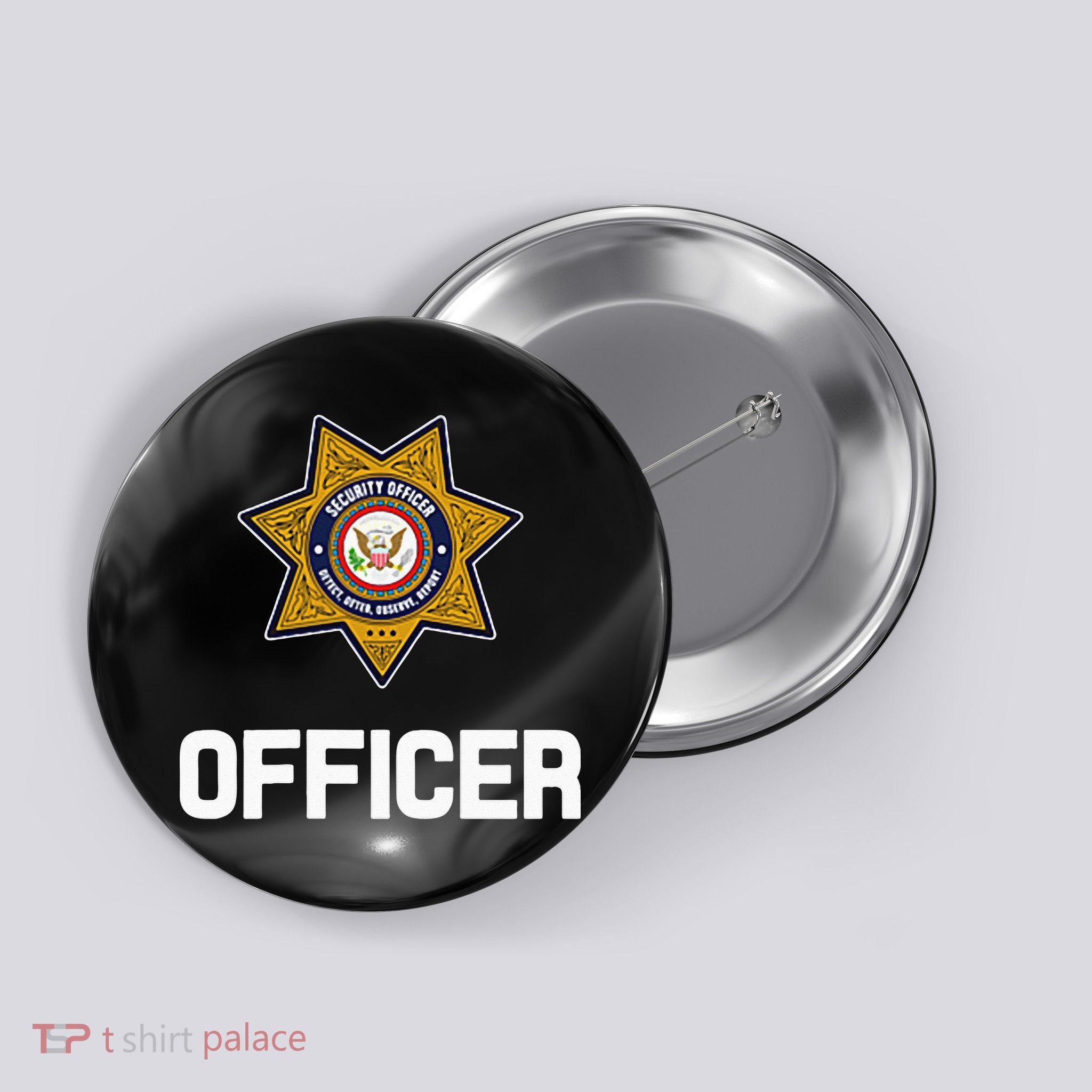 Security Officer Enforcement Badge Police Guards Duty Button