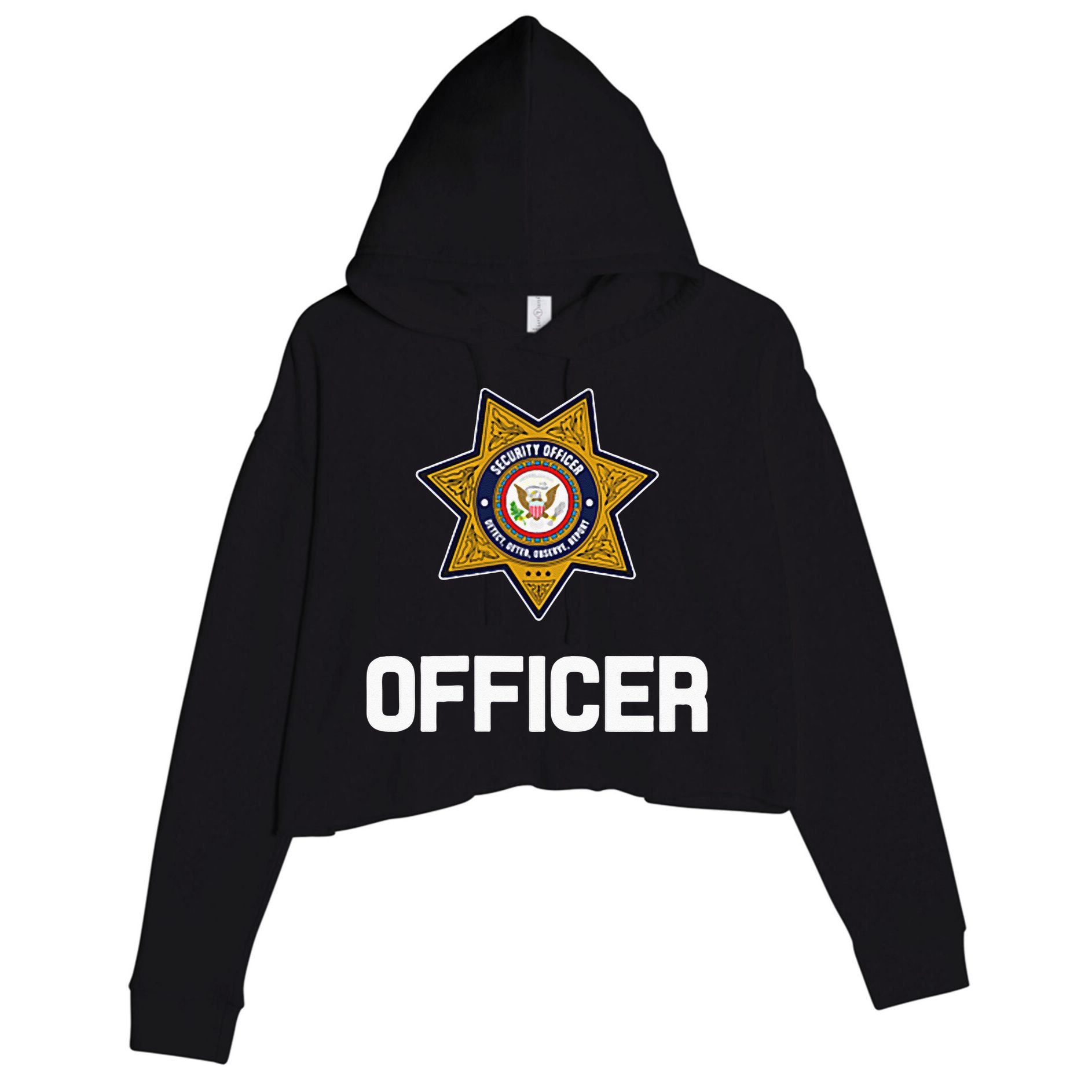 Security Officer Enforcement Badge Police Guards Duty Crop Fleece Hoodie
