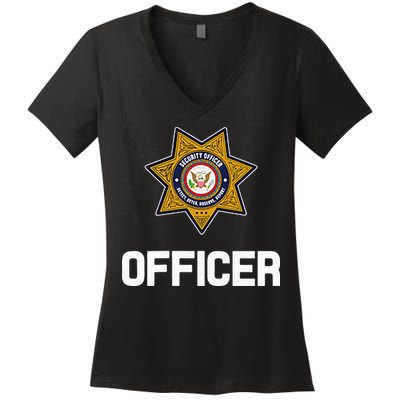 Security Officer Enforcement Badge Police Guards Duty Women's V-Neck T-Shirt