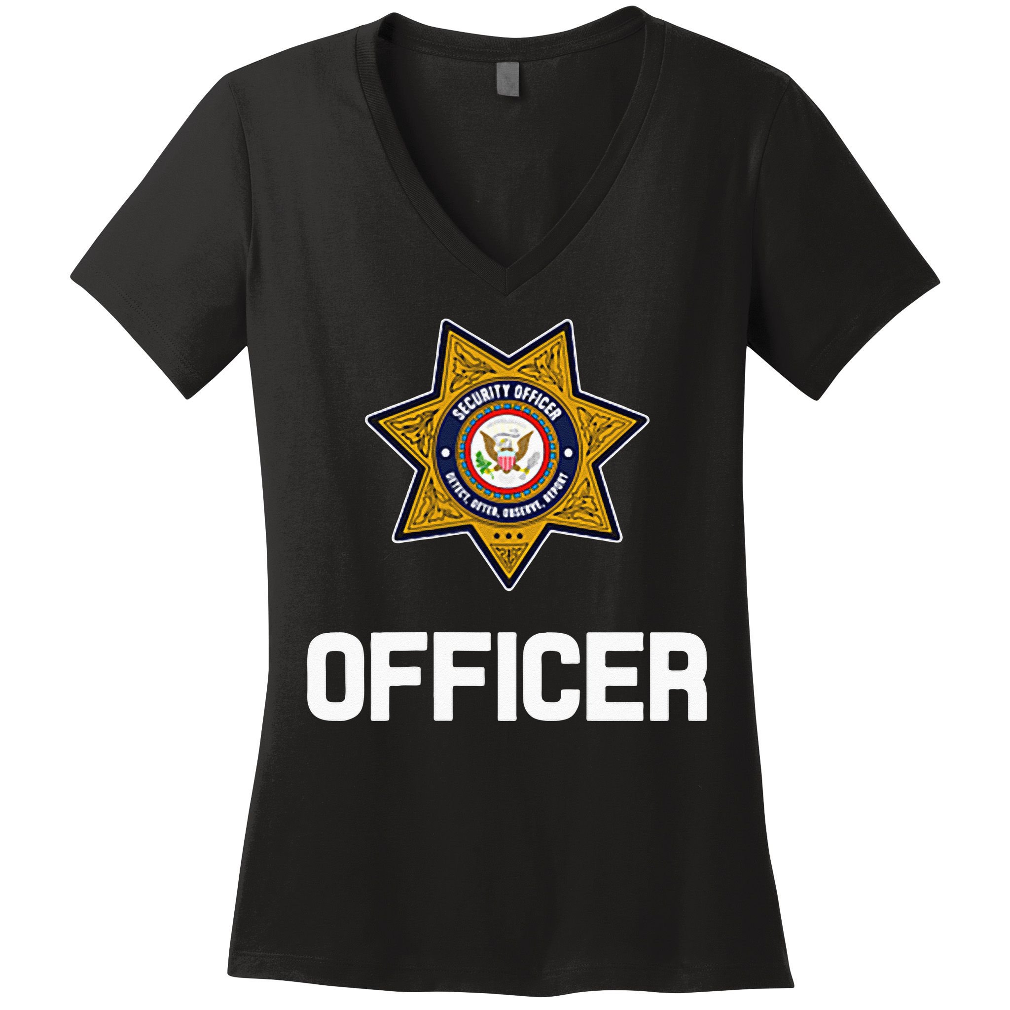 Security Officer Enforcement Badge Police Guards Duty Women's V-Neck T-Shirt