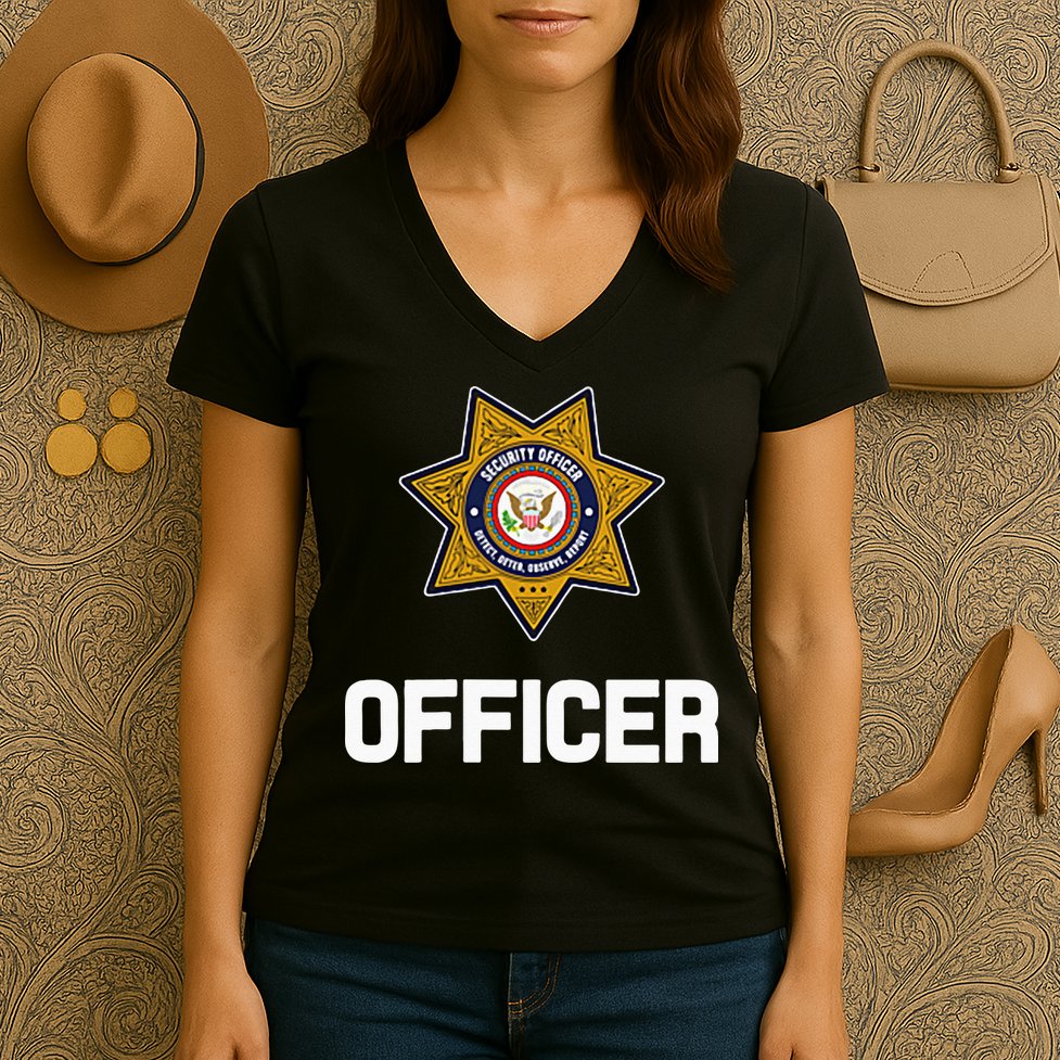 Security Officer Enforcement Badge Police Guards Duty Women's V-Neck T-Shirt