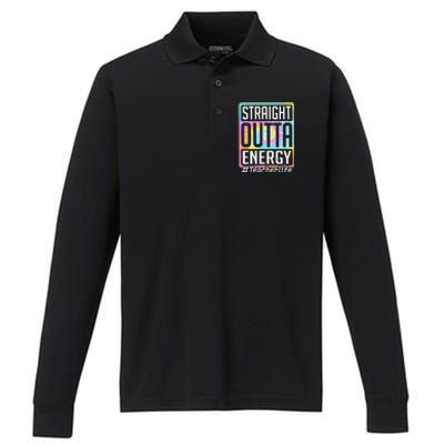 Straight Outta Energy Teacher Life Tie Dye Performance Long Sleeve Polo