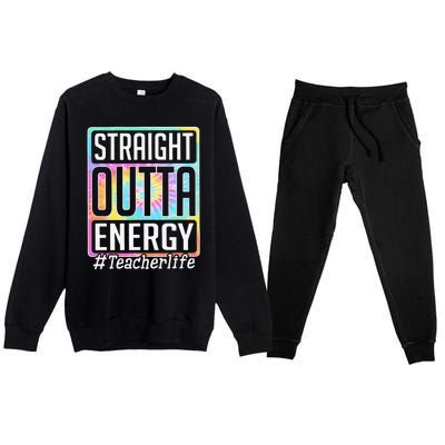 Straight Outta Energy Teacher Life Tie Dye Premium Crewneck Sweatsuit Set