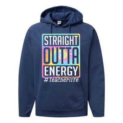 Straight Outta Energy Teacher Life Tie Dye Performance Fleece Hoodie