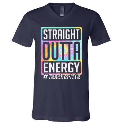 Straight Outta Energy Teacher Life Tie Dye V-Neck T-Shirt