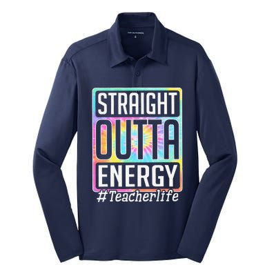 Straight Outta Energy Teacher Life Tie Dye Silk Touch Performance Long Sleeve Polo