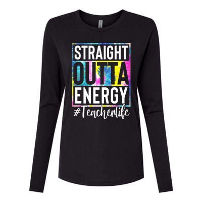 Straight Outta Energy Teacherlife Womens Cotton Relaxed Long Sleeve T-Shirt