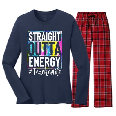 Straight Outta Energy Teacherlife Women's Long Sleeve Flannel Pajama Set 