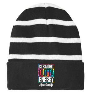 Straight Outta Energy Teacher Life Summer Striped Beanie with Solid Band