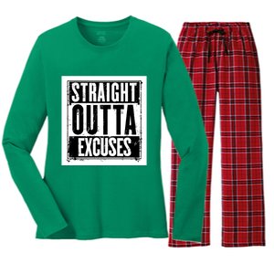 Straight Outta Excuses Women's Long Sleeve Flannel Pajama Set 