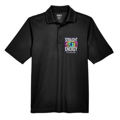 Straight Outta Energy Teacher Life Gifts Funny Men's Origin Performance Pique Polo