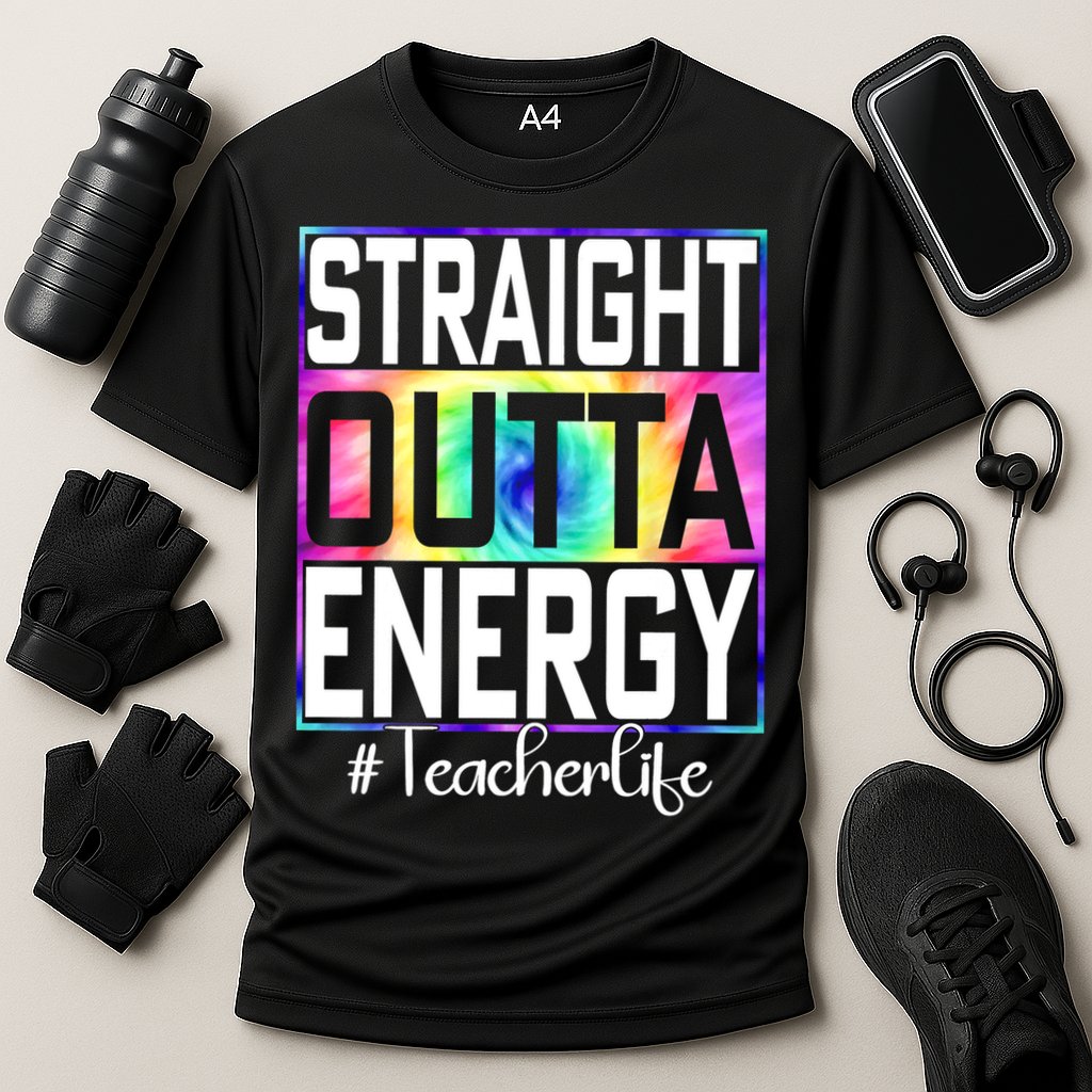 Straight Outta Energy Teacher Life Gifts Funny Cooling Performance Crew T-Shirt