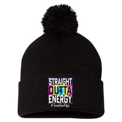 Straight Outta Energy Teacher Life Gifts Funny Pom Pom 12in Knit Beanie