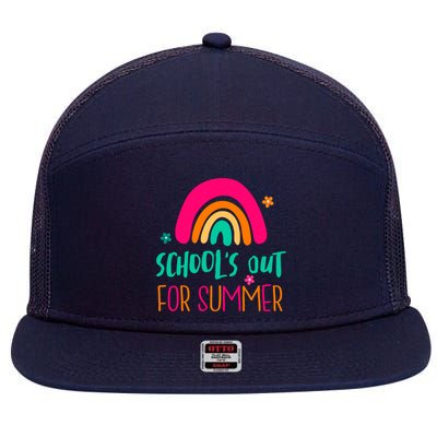 Schools Out For Summer Cute Rainbow 7 Panel Mesh Trucker Snapback Hat