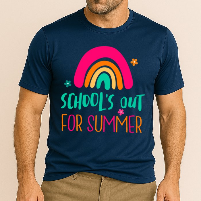 Schools Out For Summer Cute Rainbow Cooling Performance Crew T-Shirt
