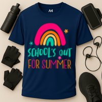 Schools Out For Summer Cute Rainbow Cooling Performance Crew T-Shirt