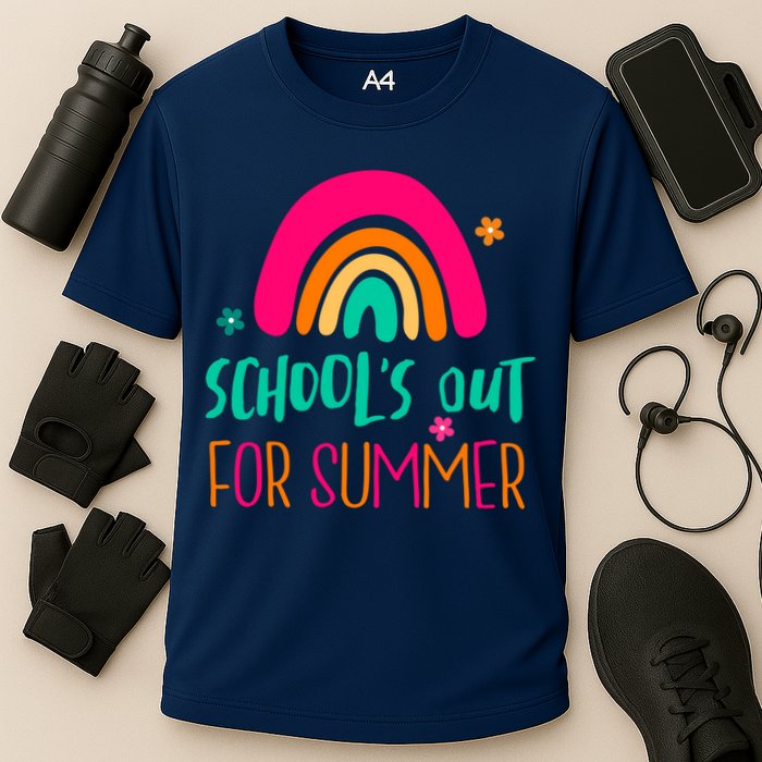 Schools Out For Summer Cute Rainbow Cooling Performance Crew T-Shirt