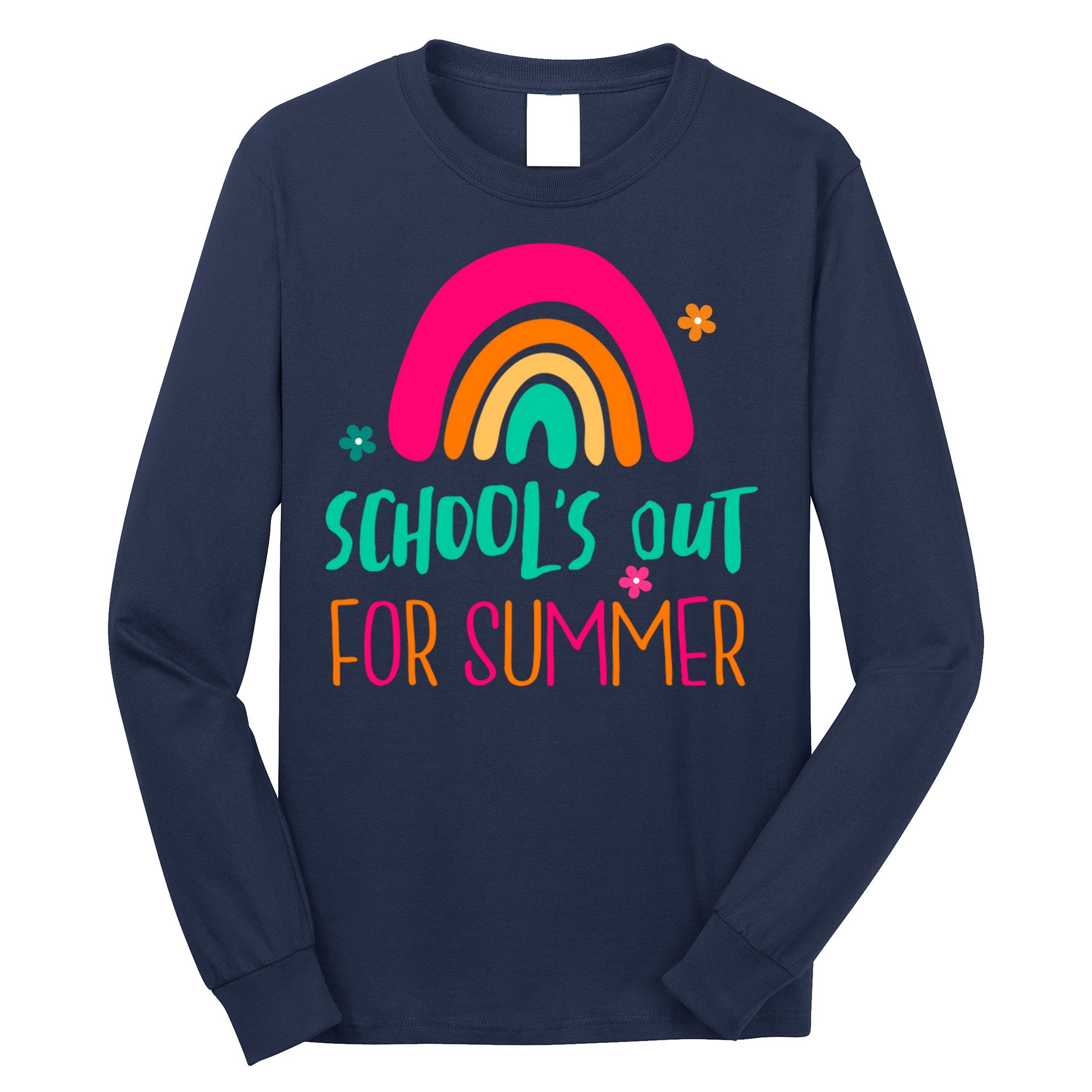 Schools Out For Summer Cute Rainbow Long Sleeve Shirt
