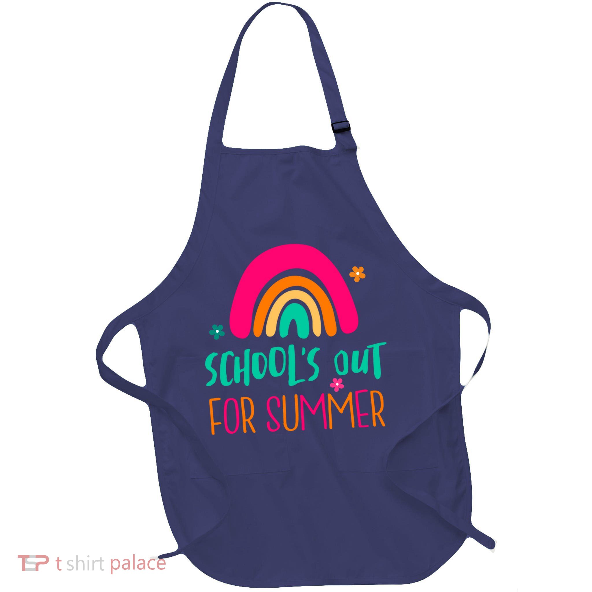 Schools Out For Summer Cute Rainbow Full-Length Apron With Pockets