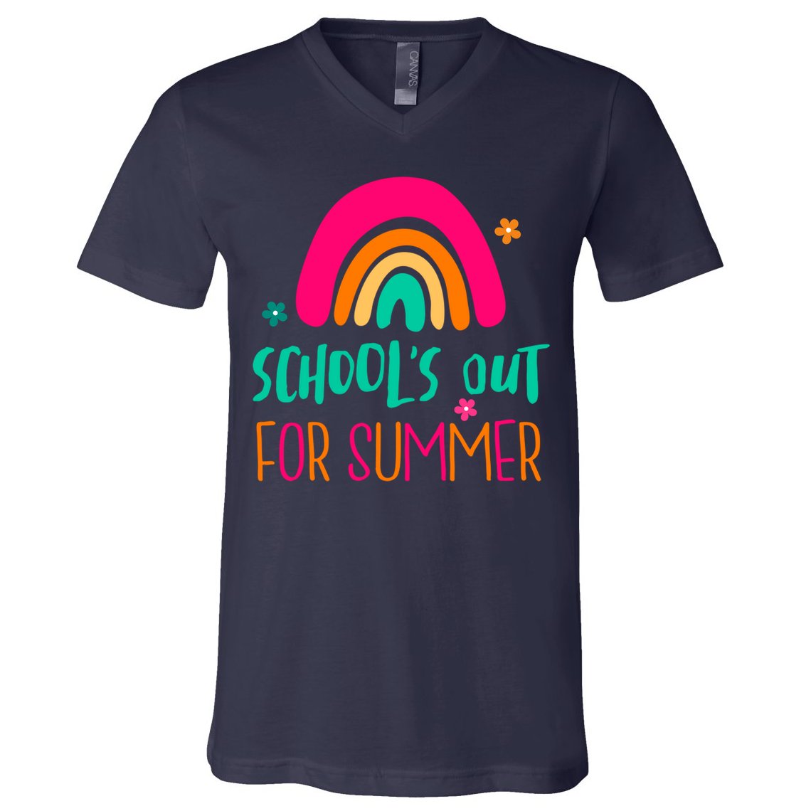 Schools Out For Summer Cute Rainbow V-Neck T-Shirt