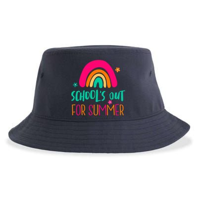 Schools Out For Summer Cute Rainbow Sustainable Bucket Hat