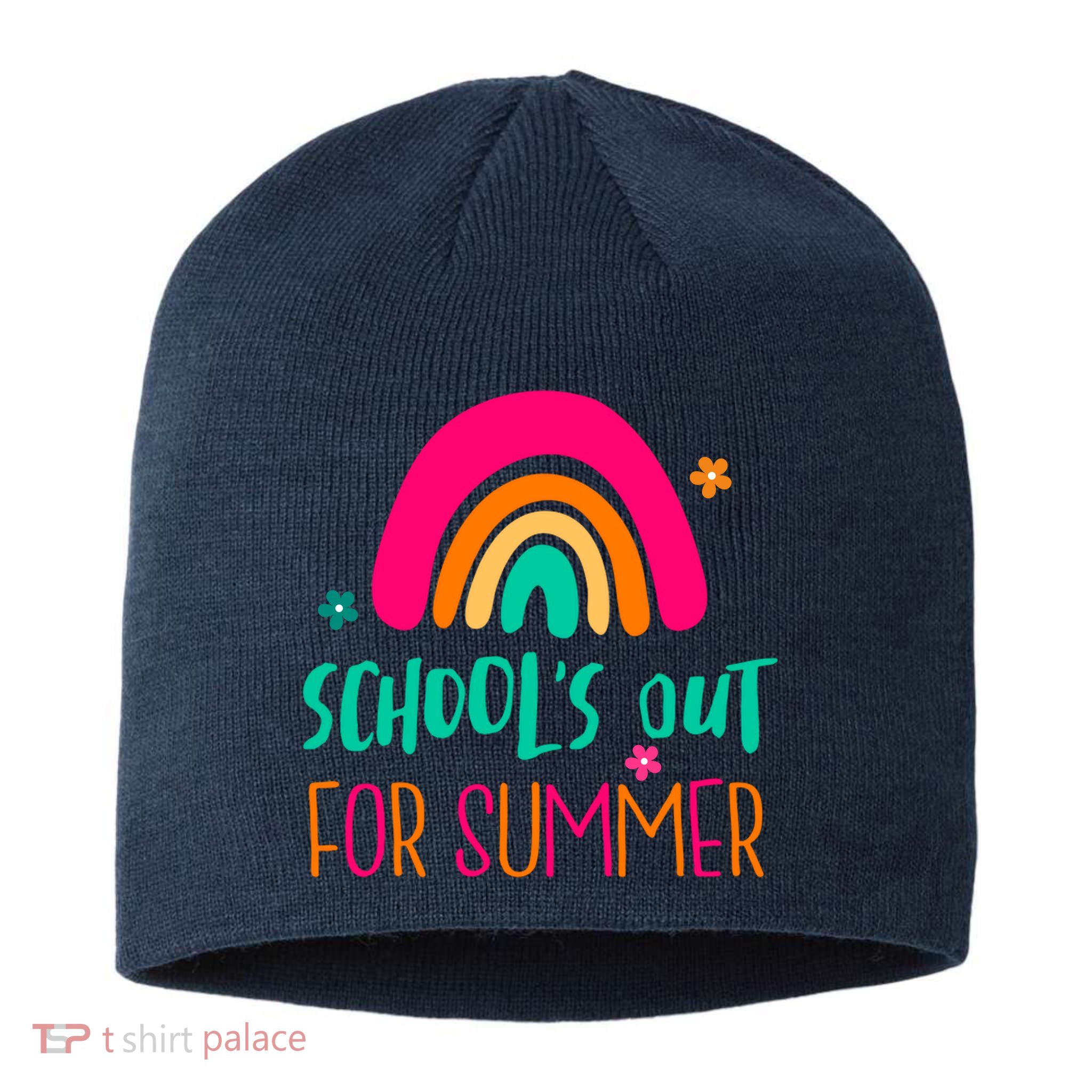 Schools Out For Summer Cute Rainbow Sustainable Beanie