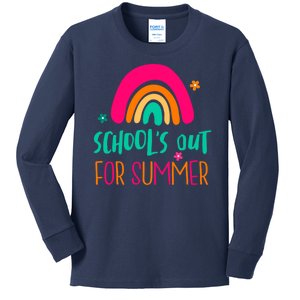 Schools Out For Summer Cute Rainbow Kids Long Sleeve Shirt