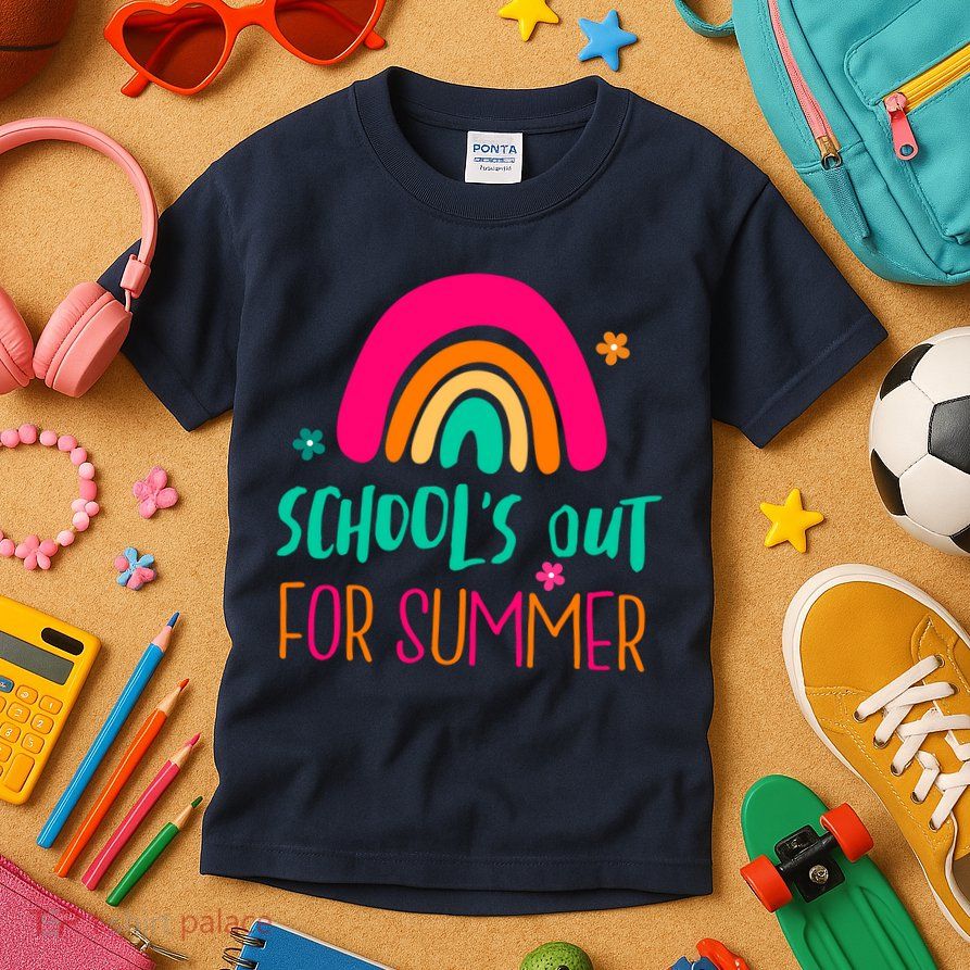 Schools Out For Summer Cute Rainbow Kids T-Shirt