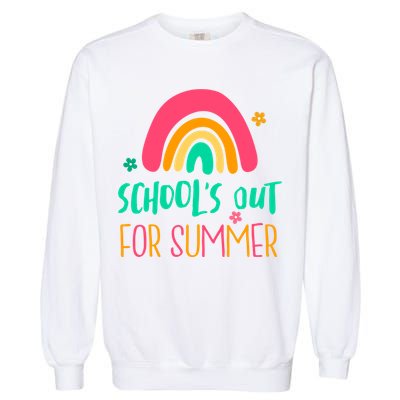 Schools Out For Summer Cute Rainbow Garment-Dyed Sweatshirt