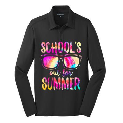 Schools Out For Summer Last Day Of School Teacher Silk Touch Performance Long Sleeve Polo