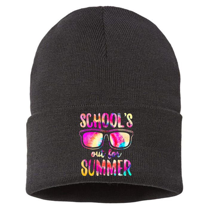 Schools Out For Summer Last Day Of School Teacher Sustainable Knit Beanie