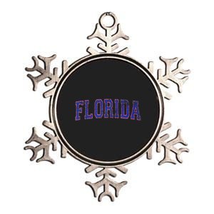 State Of Florida Varsity Blue Weathered Design Metallic Star Ornament