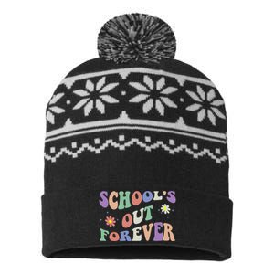 School's Out Forever Teacher Retirement Boho Flower USA-Made Snowflake Beanie