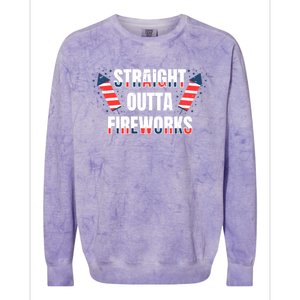 Straight Outta Fireworks Firecrackers 4th Of July Gift Colorblast Crewneck Sweatshirt