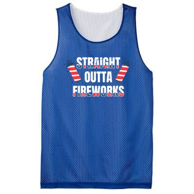 Straight Outta Fireworks Firecrackers 4th Of July Gift Mesh Reversible Basketball Jersey Tank