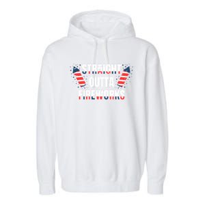 Straight Outta Fireworks Firecrackers 4th Of July Gift Garment-Dyed Fleece Hoodie