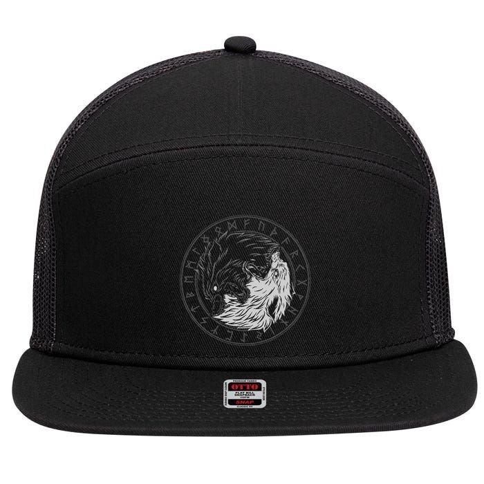 Sons Of Fenrir SköLl And Hati Ying Yang Wolf 7 Panel Mesh Trucker Snapback Hat