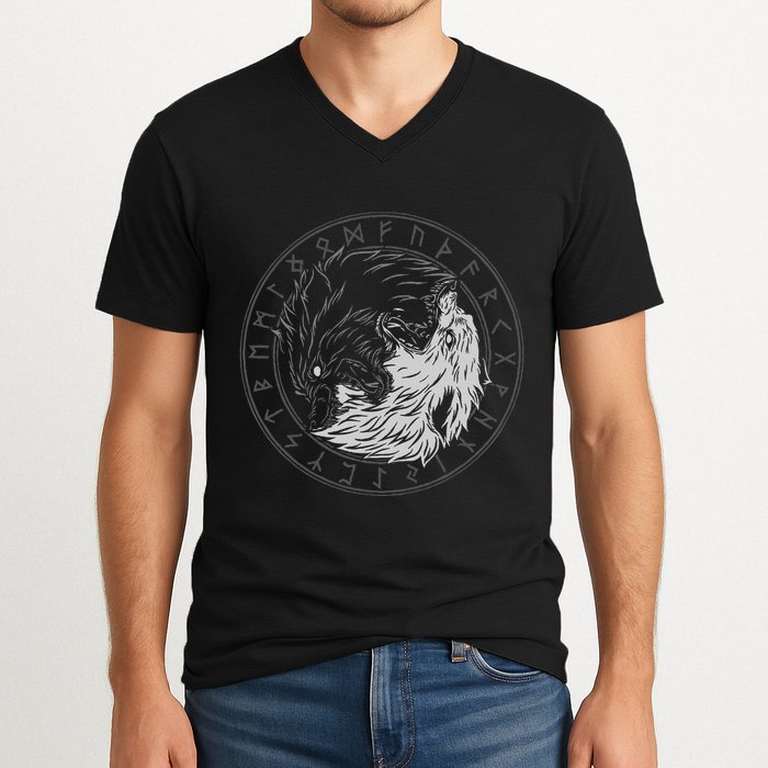 Sons Of Fenrir SköLl And Hati Ying Yang Wolf V-Neck T-Shirt