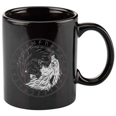 Sons Of Fenrir SköLl And Hati Ying Yang Wolf 11oz C Handle Ceramic Mug