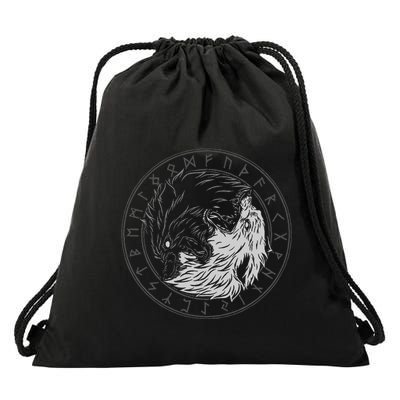 Sons Of Fenrir SköLl And Hati Ying Yang Wolf Drawstring Bag