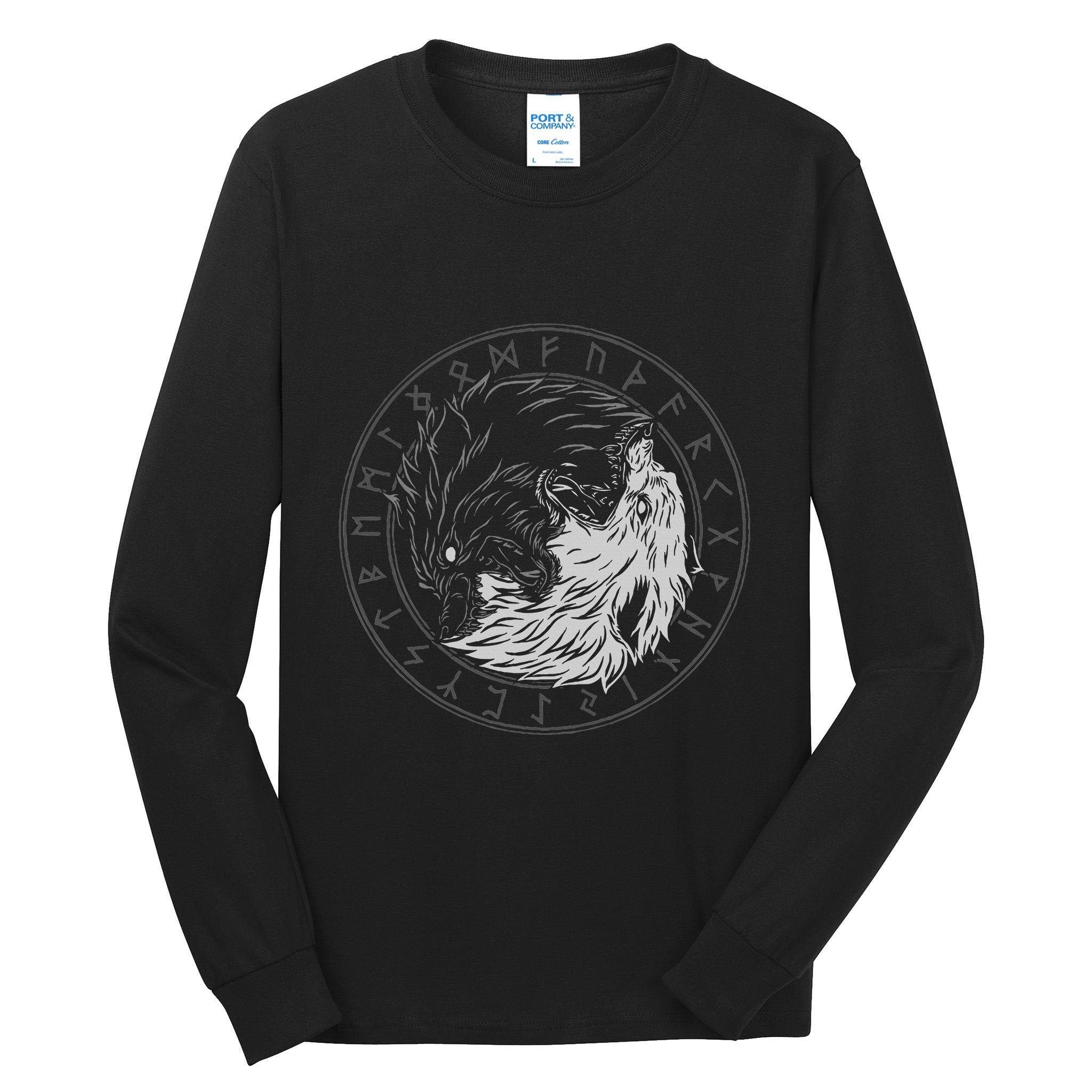 Sons Of Fenrir SköLl And Hati Ying Yang Wolf Tall Long Sleeve T-Shirt