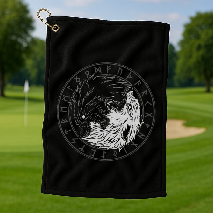 Sons Of Fenrir SköLl And Hati Ying Yang Wolf Golf Towel
