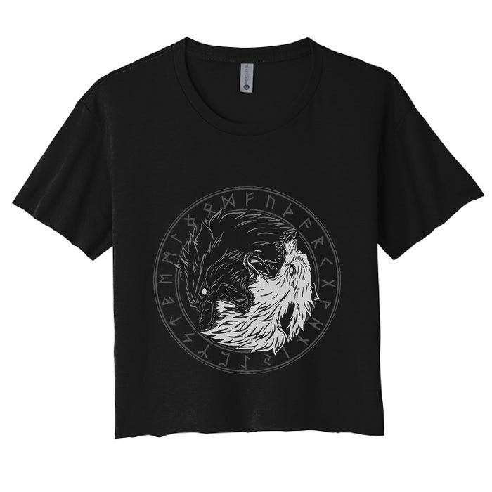 Sons Of Fenrir SköLl And Hati Ying Yang Wolf Women's Crop Top Tee