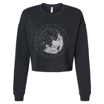 Sons Of Fenrir SköLl And Hati Ying Yang Wolf Cropped Pullover Crew