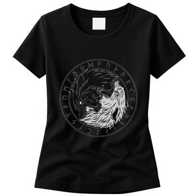 Sons Of Fenrir SköLl And Hati Ying Yang Wolf Womens T-Shirt