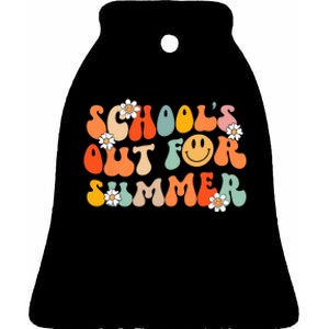 Schools Out For Summer Graduation Teacher Retro Groovy Ceramic Bell Ornament